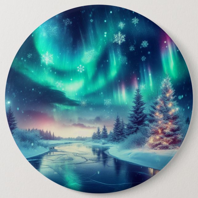 aurora borealis/Christmas/Winter 6 Cm Round Badge (Front)