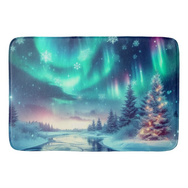 aurora borealis/Christmas/Winter Bath Mat (Front)