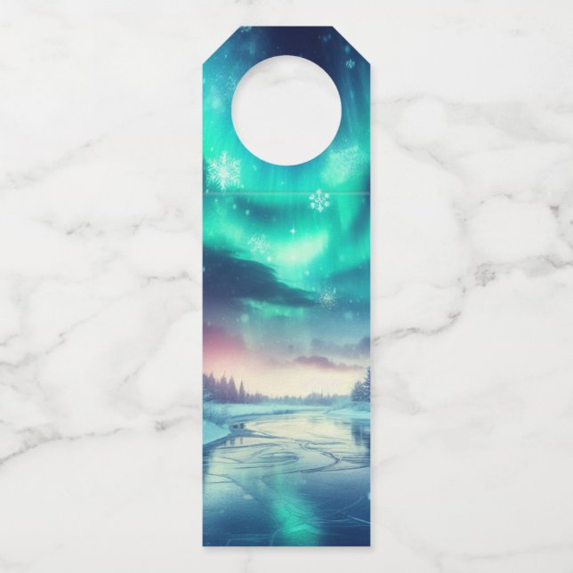 aurora borealis/Christmas/Winter Bottle Tag (Front)