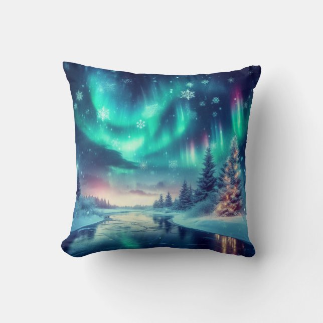aurora borealis/Christmas/Winter Cushion (Front)