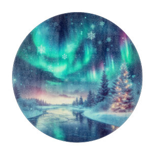 aurora borealis/Christmas/Winter Cutting Board