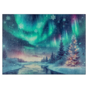 aurora borealis/Christmas/Winter Cutting Board