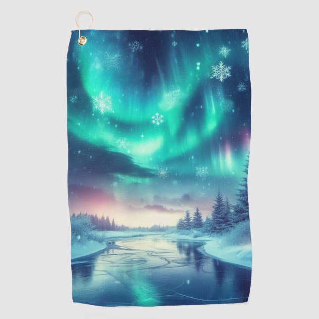 aurora borealis/Christmas/Winter Golf Towel (Front)