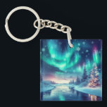 aurora borealis/Christmas/Winter Key Ring<br><div class="desc">hint of Christmas</div>