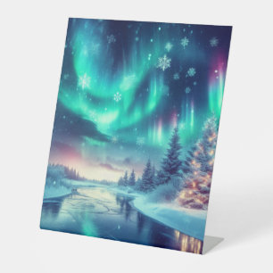 aurora borealis/Christmas/Winter Pedestal Sign