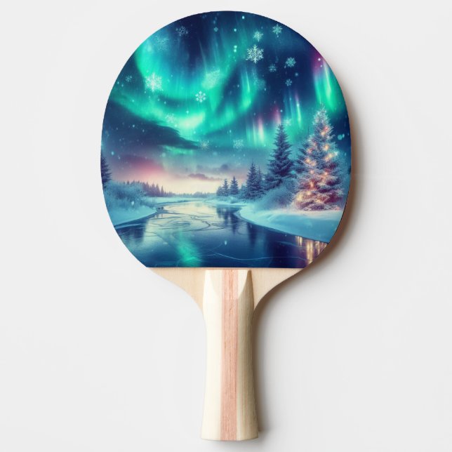 aurora borealis/Christmas/Winter Ping Pong Paddle (Front)