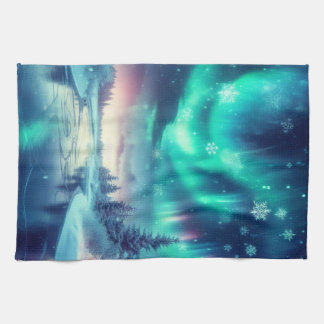 aurora borealis/Christmas/Winter Tea Towel