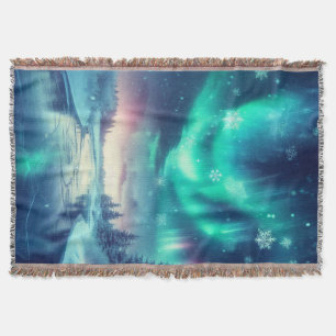 aurora borealis/Christmas/Winter Throw Blanket