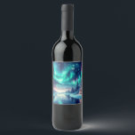 aurora borealis/Christmas/Winter Wine Label<br><div class="desc">hint of Christmas</div>