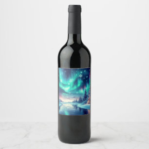 aurora borealis/Christmas/Winter Wine Label