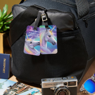 Aurora Borealis Fantasy Rainbow Glitter Unicorn Luggage Tag