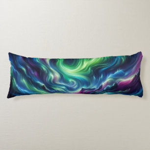 Aurora Borealis Flow:Northern Lights Swirl Body Cushion