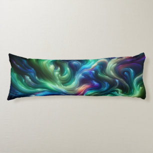 Aurora Borealis Flow:Northern Lights Swirl Body Cushion