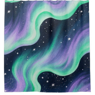 Aurora Borealis, Green & Purple pattern Shower Curtain