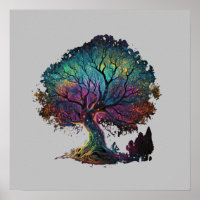 Aurora Borealis Illuminated Tree Illustration T-Sh