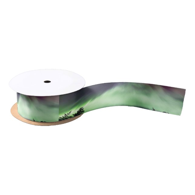 Aurora borealis in Finnish Lapland Satin Ribbon (Spool)