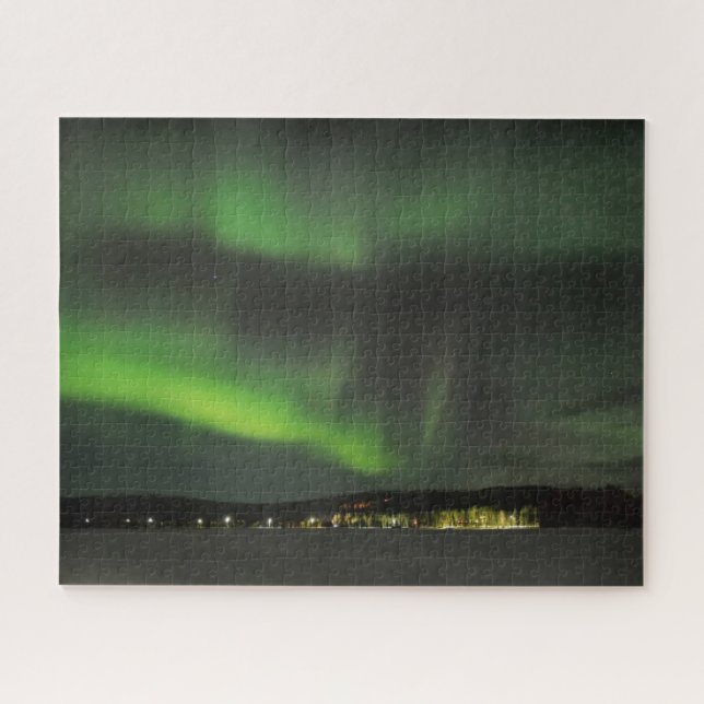 Aurora borealis in the sky in Lapland Jigsaw Puzzle (Horizontal)