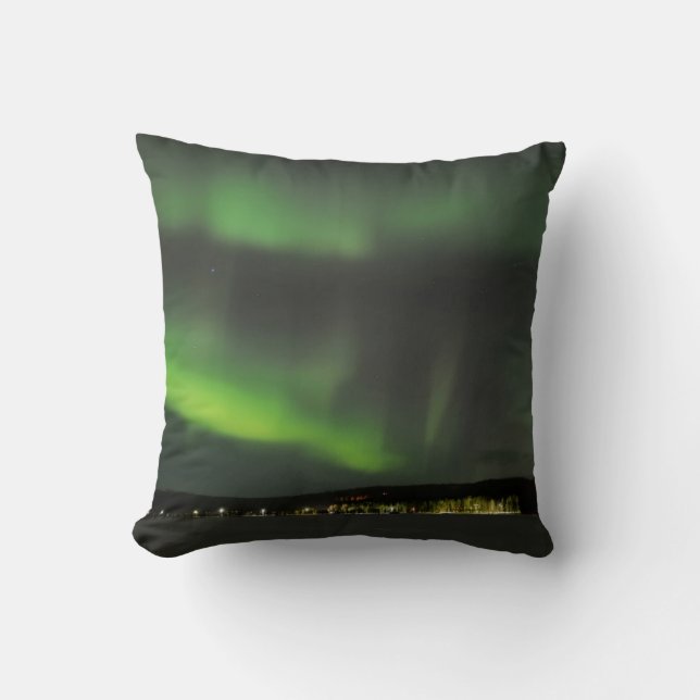 Aurora borealis in the sky throw pillow (Front)