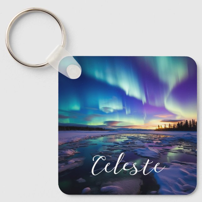 Aurora Borealis Iridescent Twilight Key Ring (Front)