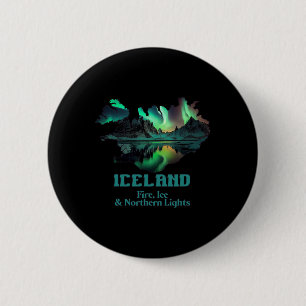 Aurora Borealis Island Nature Fire Ice Camping Hik 6 Cm Round Badge