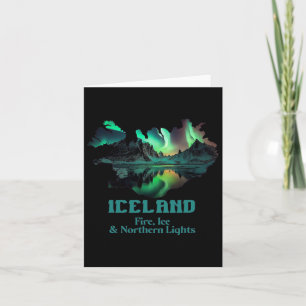 Aurora Borealis Island Nature Fire Ice Camping Hik Card