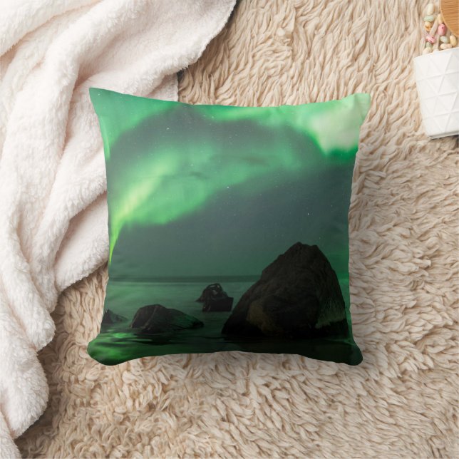 Aurora Borealis | Lofoten Beach Norway Cushion (Blanket)