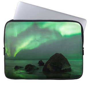 Aurora Borealis Lofoten Beach Norway Laptop Sleeve