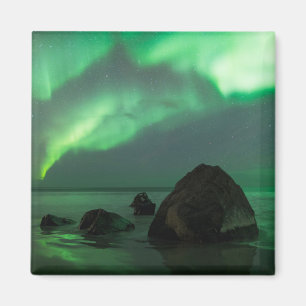 Aurora Borealis Lofoten Beach Norway Magnet
