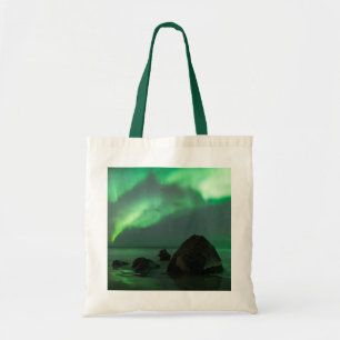 Aurora Borealis Lofoten Beach Norway Tote Bag