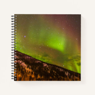Aurora Borealis   Mountains Fairbanks Alaska Notebook