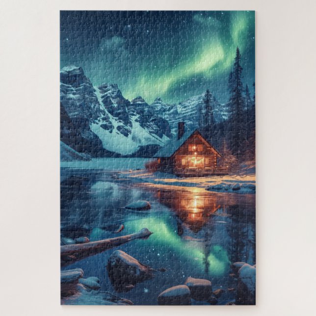 Aurora Borealis Nordic Night Nature Landscape Jigsaw Puzzle (Vertical)