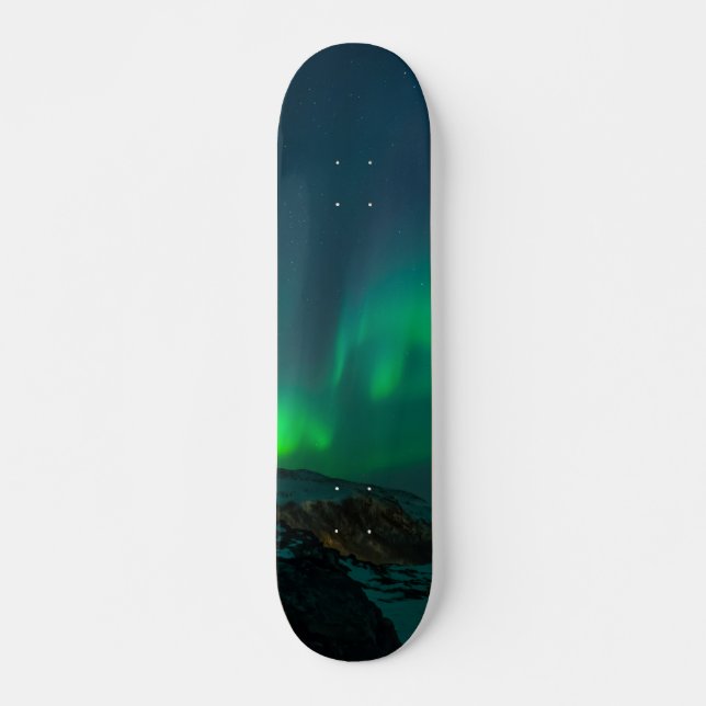 Aurora Borealis Norther Lights Alaska Sky Green Sk Skateboard (Front)