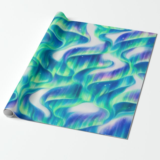 Aurora Borealis Northern Lights Abstract Pattern Wrapping Paper (Unrolled)