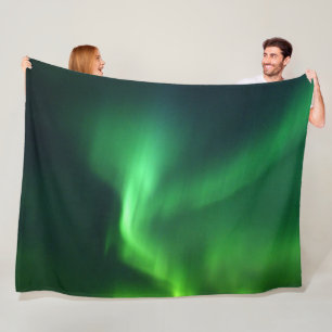 Aurora Borealis Northern lights Arctic Green Night Fleece Blanket