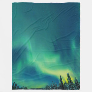 Aurora Borealis Northern lights Arctic Green Night Fleece Blanket
