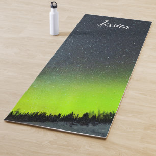 Aurora Borealis Northern lights Arctic mountains Yoga Mat