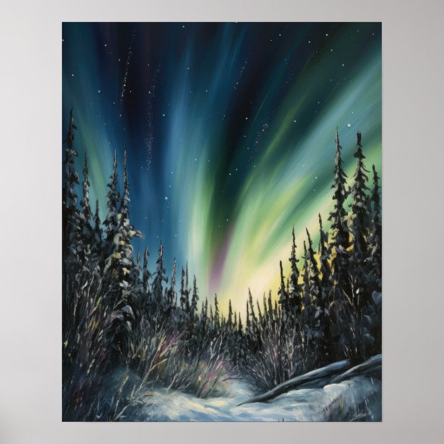 Aurora Borealis Northern Lights Art Print Poster (Front)