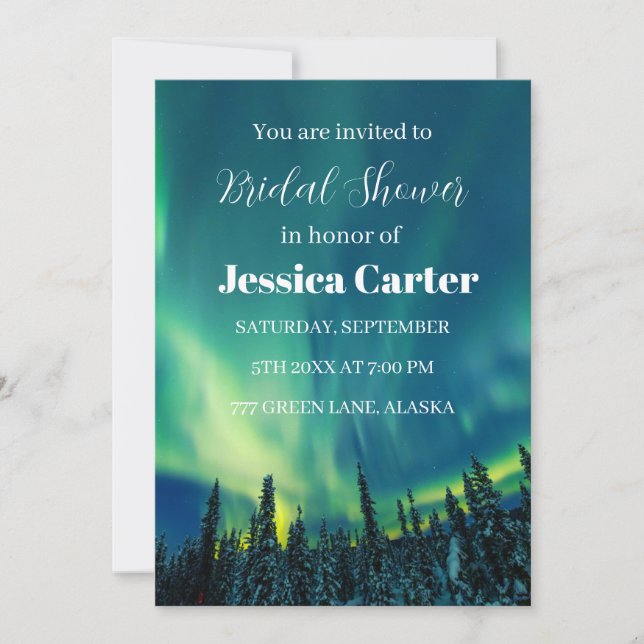Aurora Borealis Northern Lights Bridal Shower  Invitation (Front)