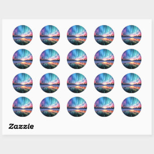 Aurora Borealis, Northern Lights, Classic Round Sticker