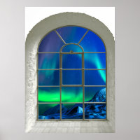 Aurora Borealis Northern Lights Faux Window Art