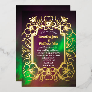 Aurora Borealis Northern Lights Gold Foil Wedding