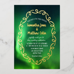 Aurora Borealis Northern Lights Gold Foil Wedding