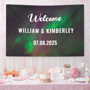 Aurora Borealis Northern Lights Green Wedding Banner