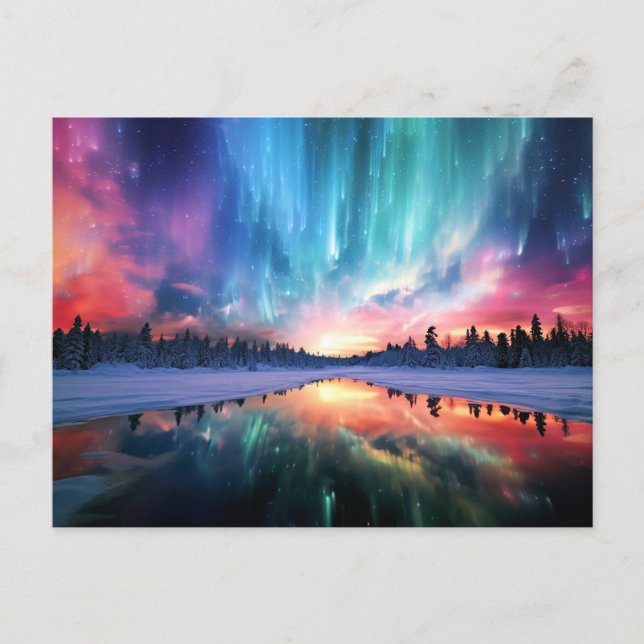 Aurora Borealis, Northern Lights, Holiday Postcard (Front)