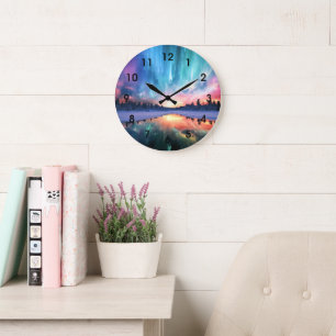 Aurora Borealis, Northern Lights, Large Clock