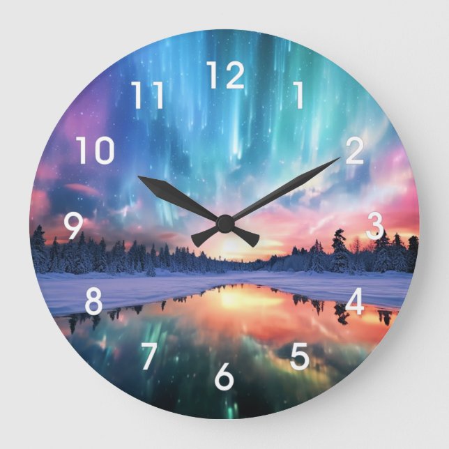 Aurora Borealis, Northern Lights, Large Clock (Front)