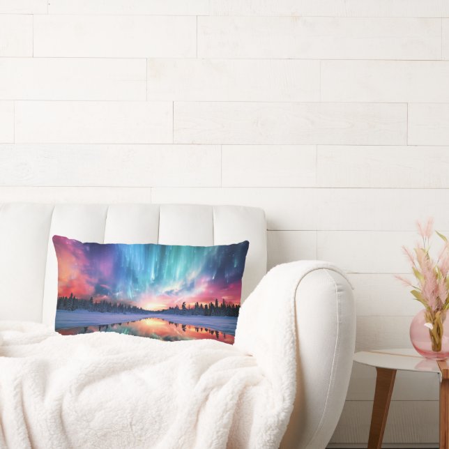 Aurora Borealis, Northern Lights, Lumbar Cushion (Couch)