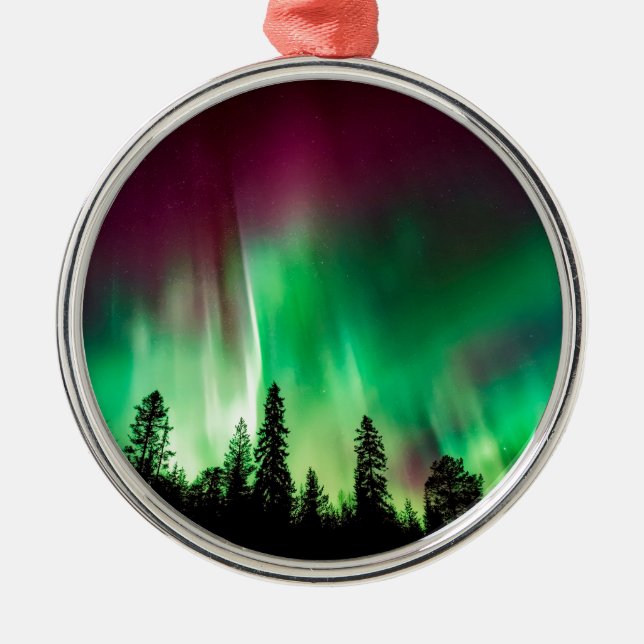 Aurora borealis northern lights metal ornament (Front)