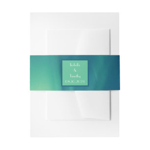 Aurora Borealis Northern Lights Sky Green Wedding Invitation Belly Band
