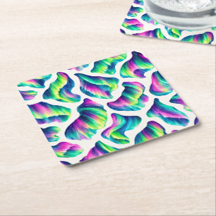 Aurora Borealis Northern Lights Square Paper Coaster